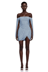 Suné Blue Cross Front Ruched Mini Dress