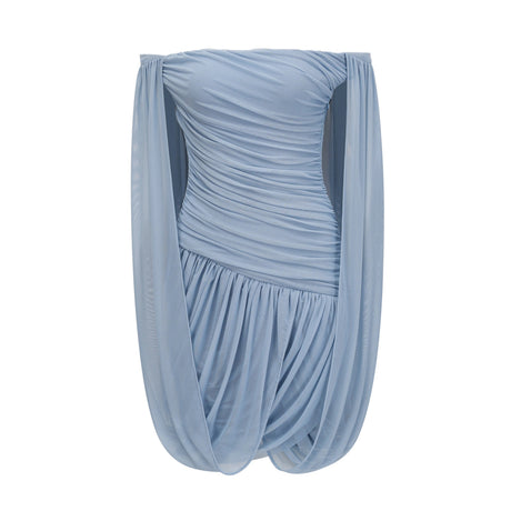 Carlotta Mini Dress Blue Cross Front Ruched