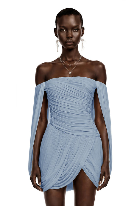 Carlotta Mini Dress Blue Cross Front Ruched