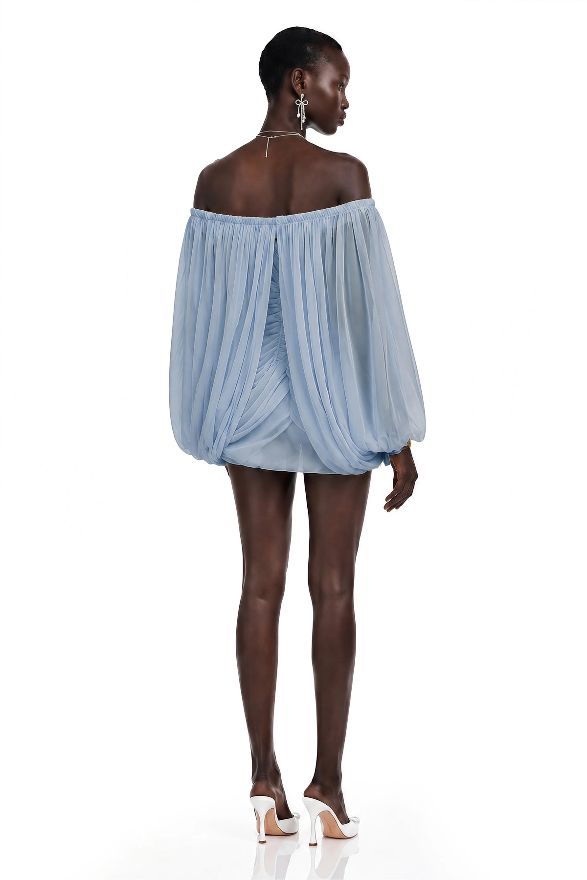 Suné Blue Cross Front Ruched Mini Dress