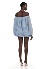 Suné Blue Cross Front Ruched Mini Dress