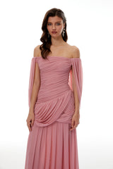 Suné Pink Cross Front Ruched Maxi Dress