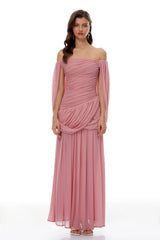 Suné Pink Cross Front Ruched Maxi Dress