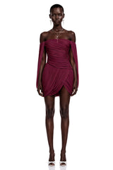 Suné Red Cross Front Ruched Mini Dress