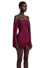 Suné Red Cross Front Ruched Mini Dress