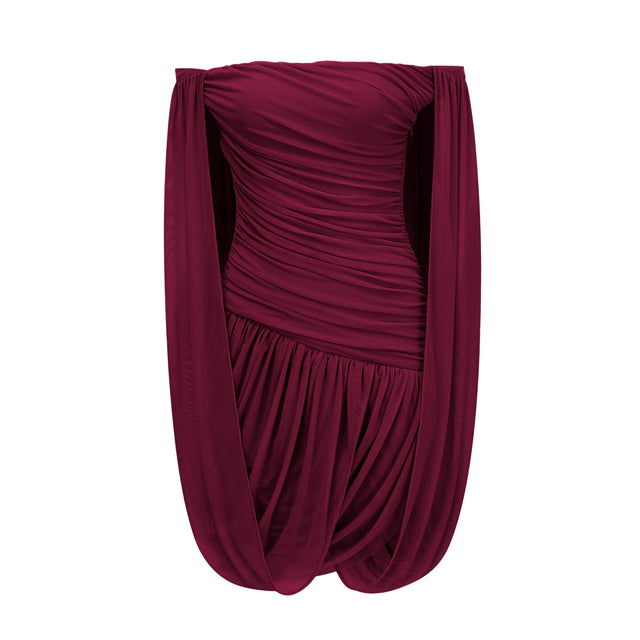 Suné Red Cross Front Ruched Mini Dress