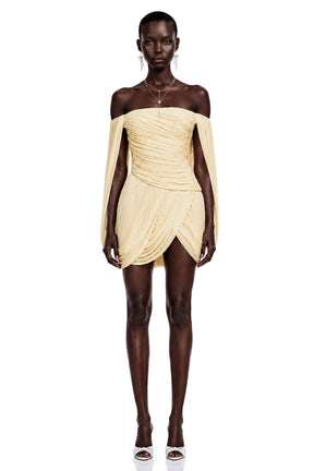 Suné Yellow Cross Front Ruched Mini Dress