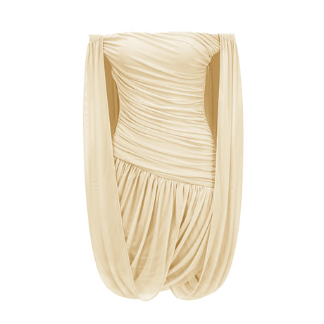 Carmela Mini Dress Yellow Cross Front Ruched