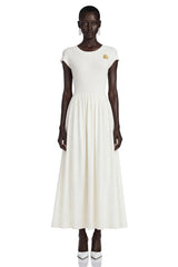 Susan Cream Sleeveless Knit Pleated Maxi Dress