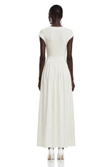 Susan Cream Sleeveless Knit Pleated Maxi Dress