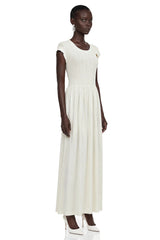 Susan Cream Sleeveless Knit Pleated Maxi Dress