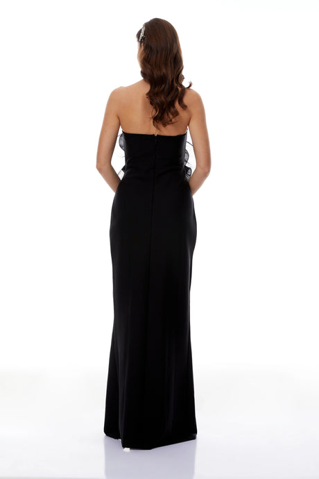 Ippolita Maxi Dress Black 3D Petal Ruffled
