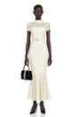 Suzanne Ivory Mock Neck Floral Lace Mermaid Maxi Dress