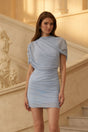 Sylphe BabyBlue Asymmetrical Pleated Sleeveless Mini Dress