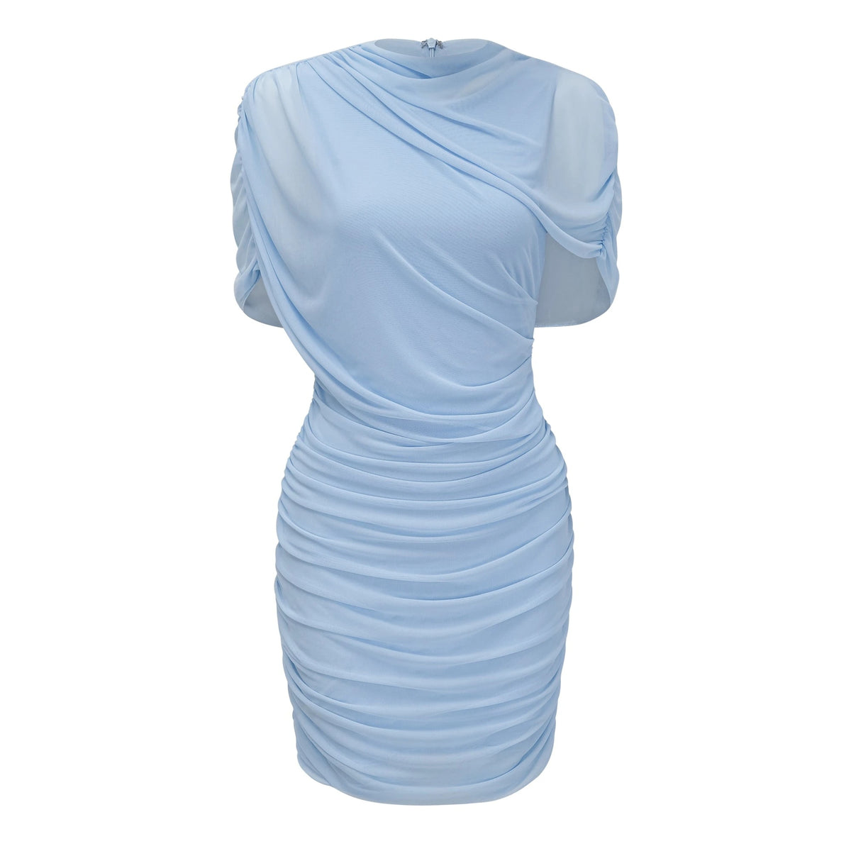 Sylphe BabyBlue Asymmetrical Pleated Sleeveless Mini Dress