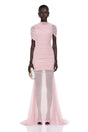 Sylphe Pink Asymmetrical Ruched Mesh Maxi Dress