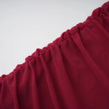 Sylphe Red Asymmetrical Ruched Mesh Maxi Dress