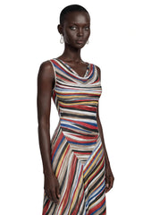 Sylvie Multicolour Striped Asymmetric Midi Dress