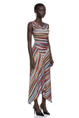 Sylvie Multicolour Striped Asymmetric Midi Dress