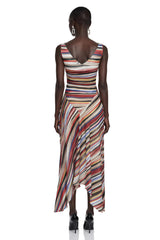 Sylvie Multicolour Striped Asymmetric Midi Dress