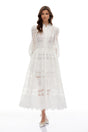 Synne White Lace Overlay Midi Dress