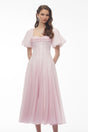 Tabata Pink Ruffled Pleated Midi Dress