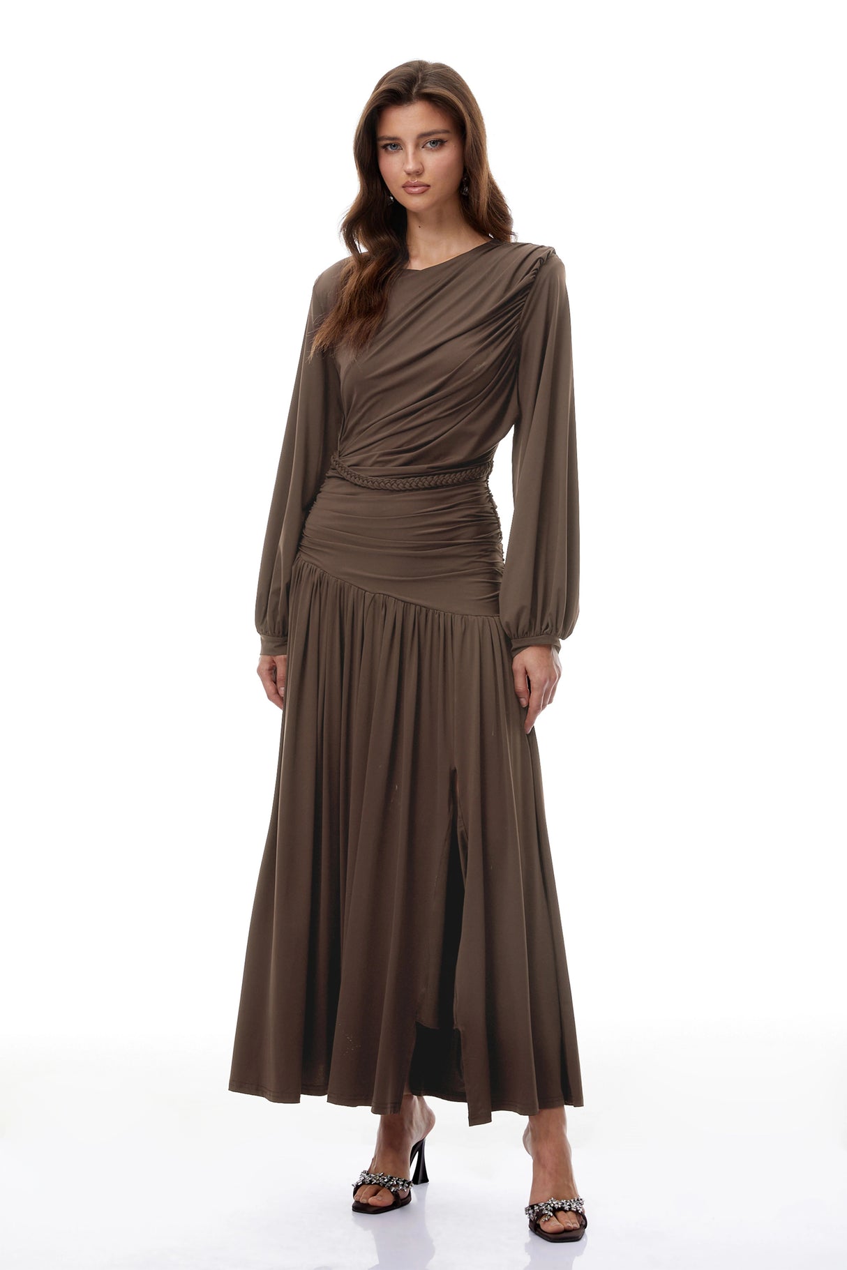 Tabitha Brown Braid Detail Ruched Maxi Dress