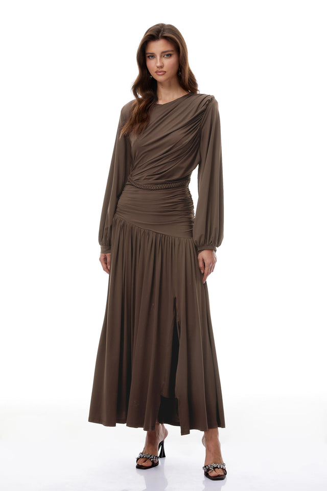 Tabitha Brown Braid Detail Ruched Maxi Dress