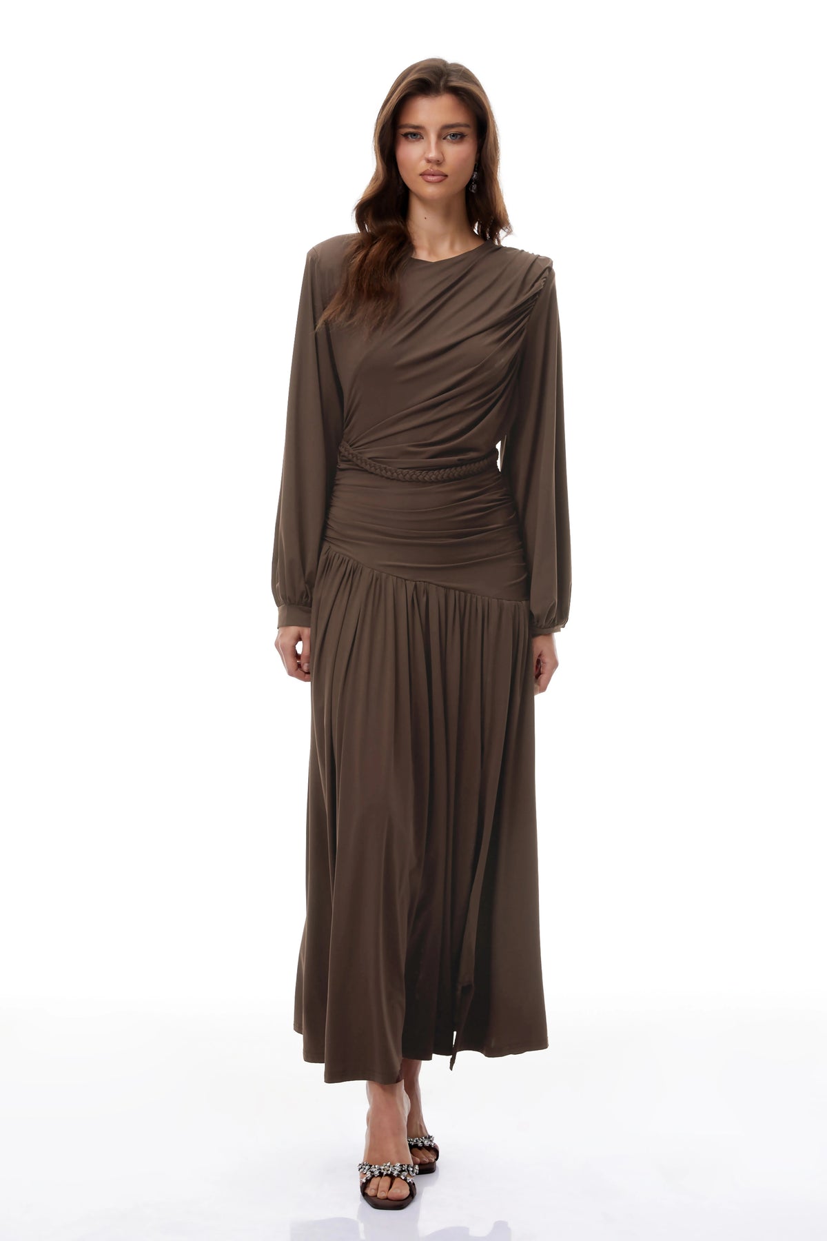 Tabitha Brown Braid Detail Ruched Maxi Dress