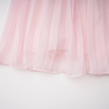 Tahmineh Pink Tweed Pleated Midi Dress