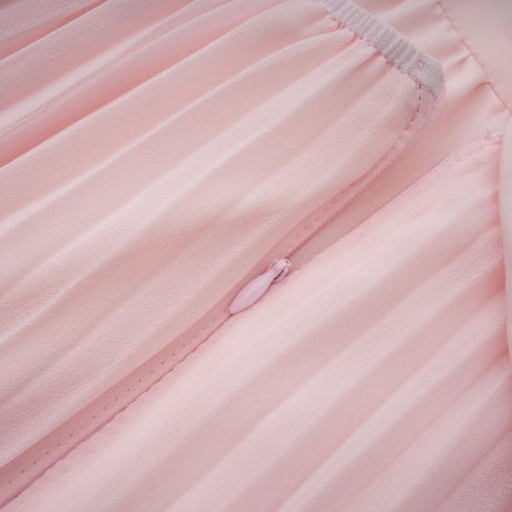 Tahmineh Pink Tweed Pleated Midi Dress