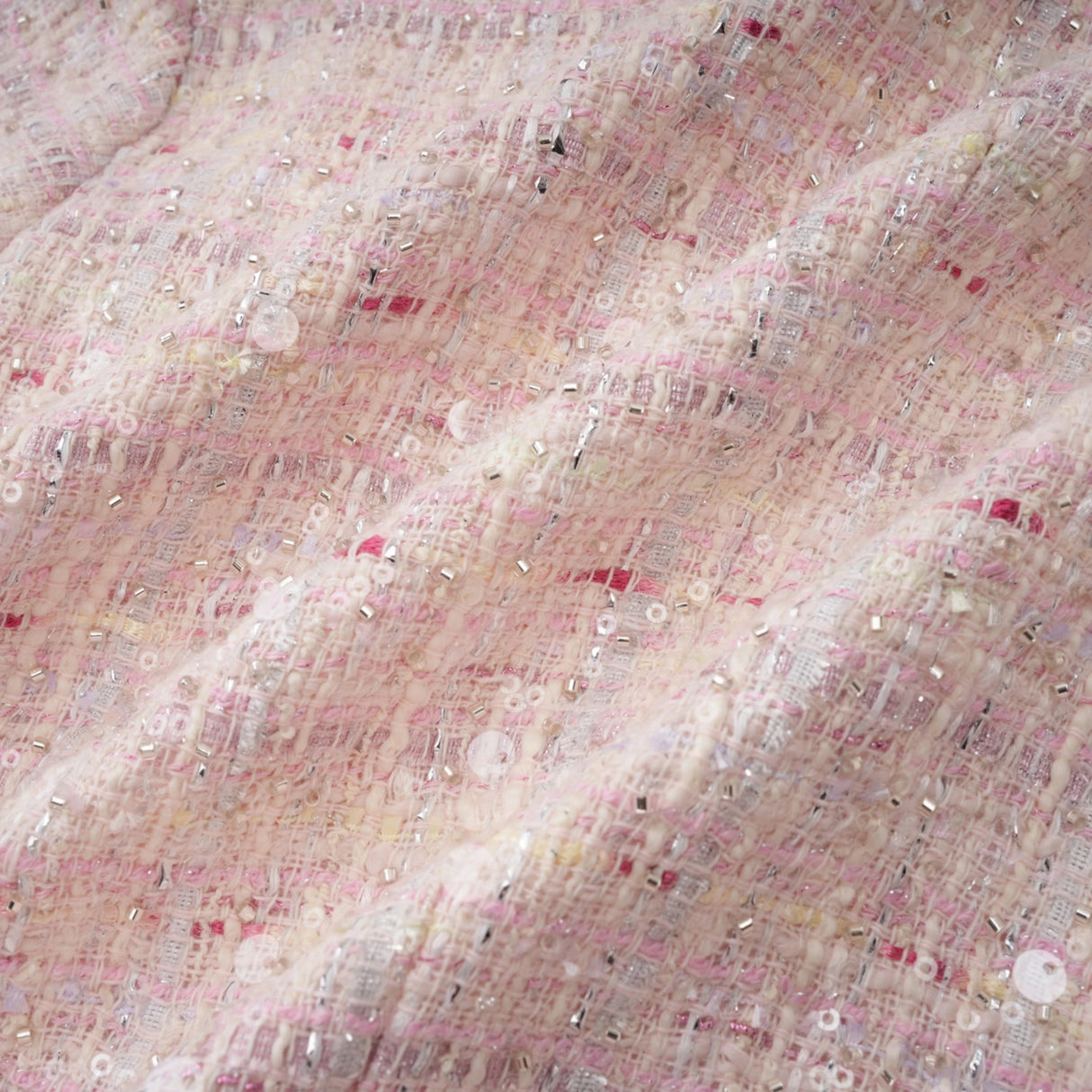 Tahmineh Pink Tweed Pleated Midi Dress