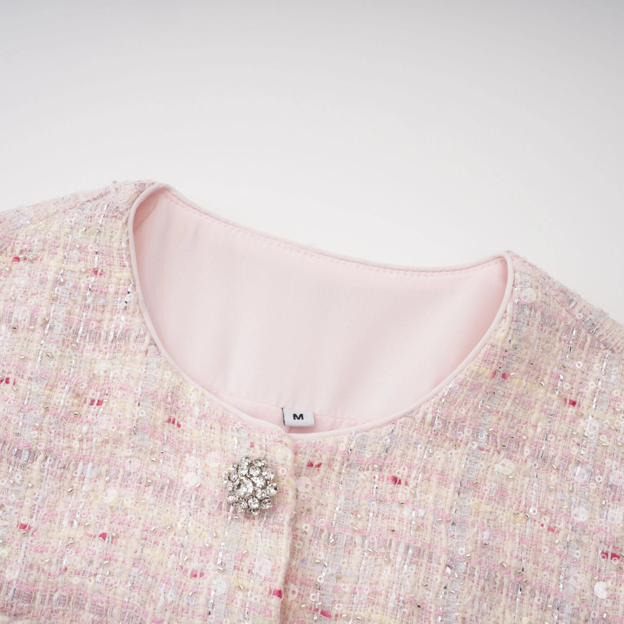 Tahmineh Pink Tweed Pleated Midi Dress