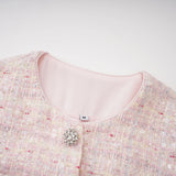 Tahmineh Pink Tweed Pleated Midi Dress