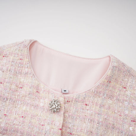 Agnolina Midi Dress Pink Tweed Pleated