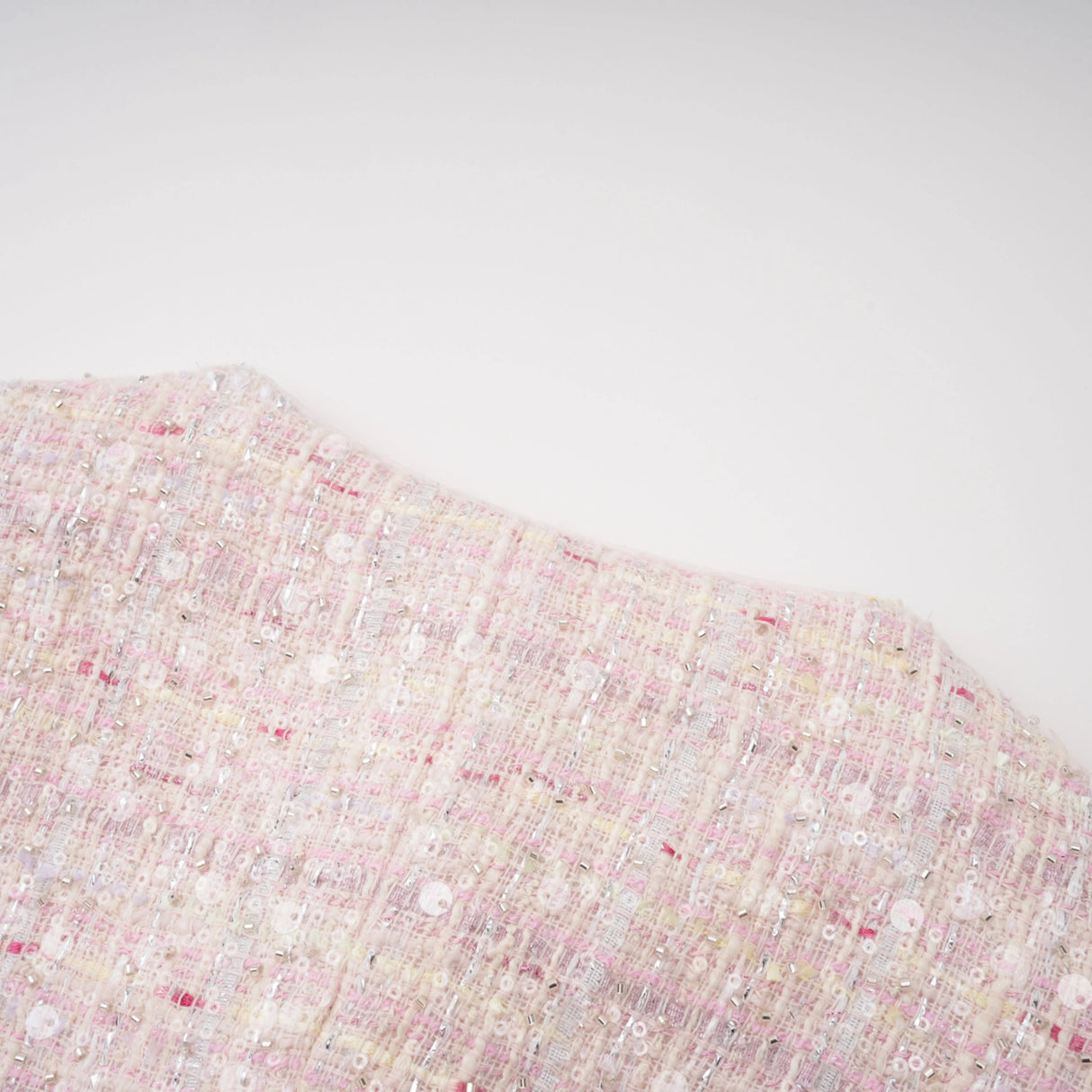 Tahmineh Pink Tweed Pleated Midi Dress