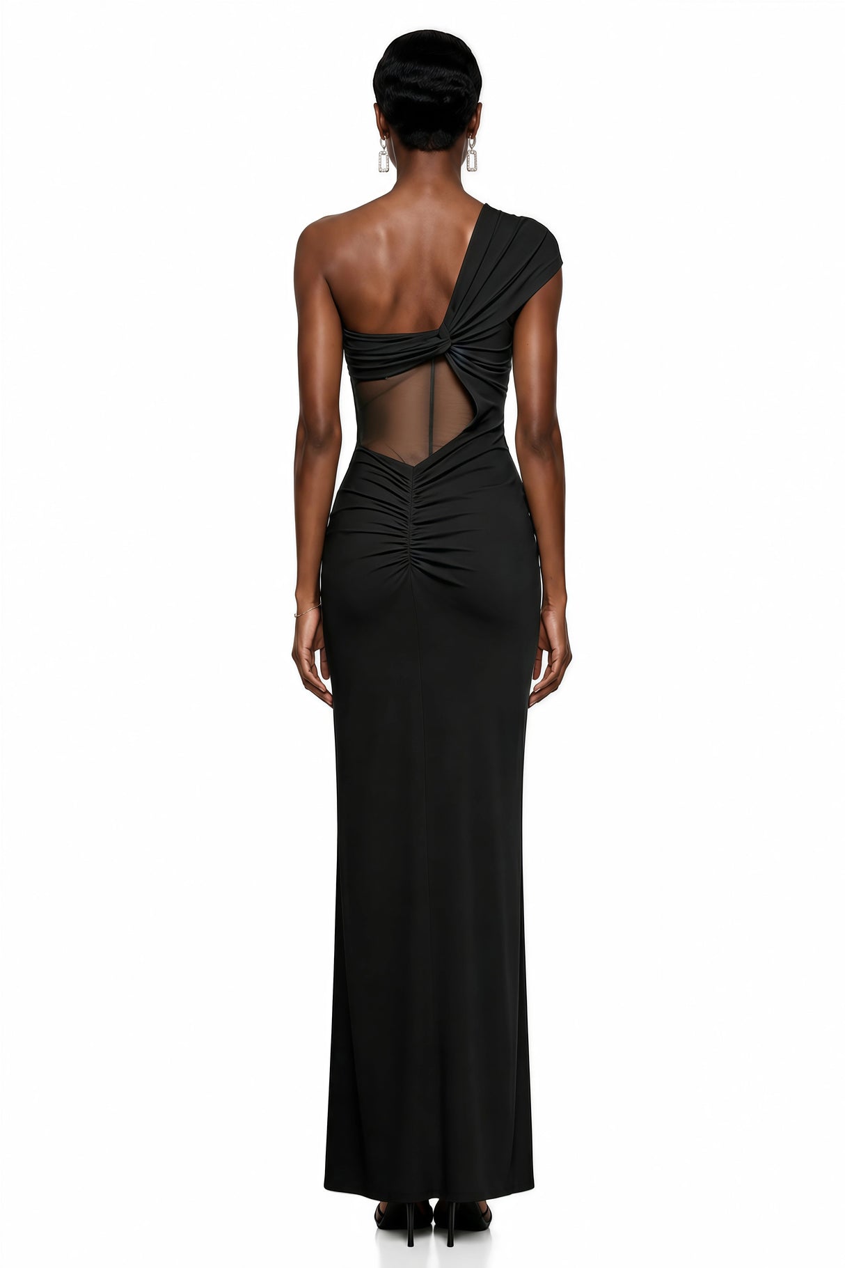 Tai Black One Shoulder Lace Maxi Dress