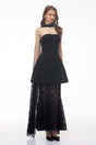 Taisiya Black Bow Mini Dress  Lace Skirt Set