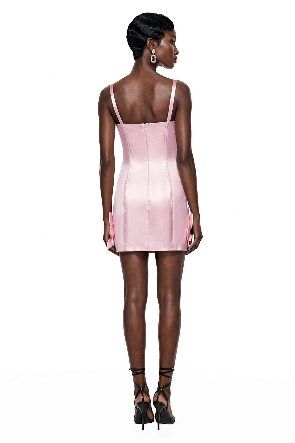 Tália Pink Embellished Mini Dress with 3D Petals