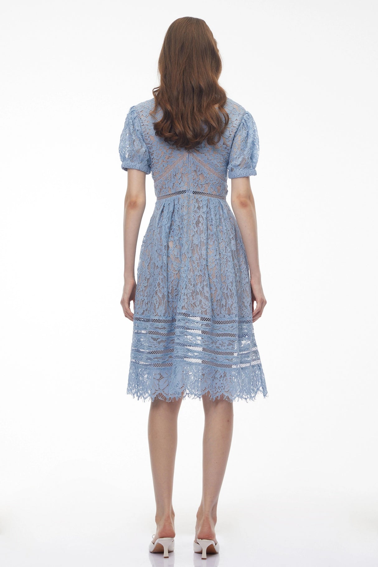 Tamara Cornflower Blue Floral Lace Midi Dress