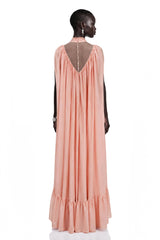 Tania Rose Pink Ruffled Pleated Maxi Dress
