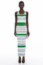 Tanya Green Round Neck Horizontal Stripes Maxi Dress