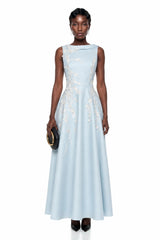 Tatiana Ice Blue Sleeveless Maxi Dress with 3D Florals