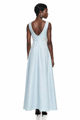 Tatiana Ice Blue Sleeveless Maxi Dress with 3D Florals
