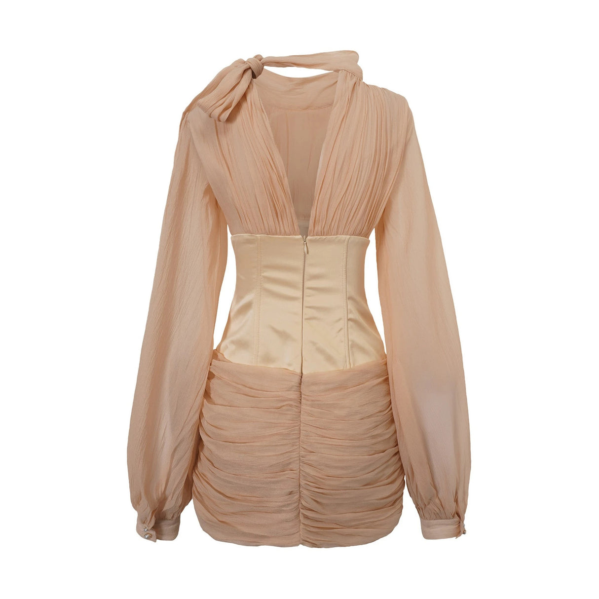Téa CinchedWaist FloralAppliqué Paneled Mini Dress
