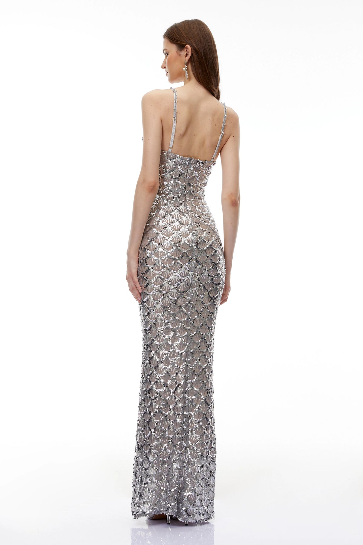 Tehila Silver Embellished Mermaid Maxi Dress