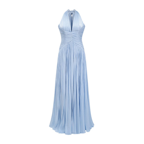 Lainey Maxi Dress Blue Glossy Gathered