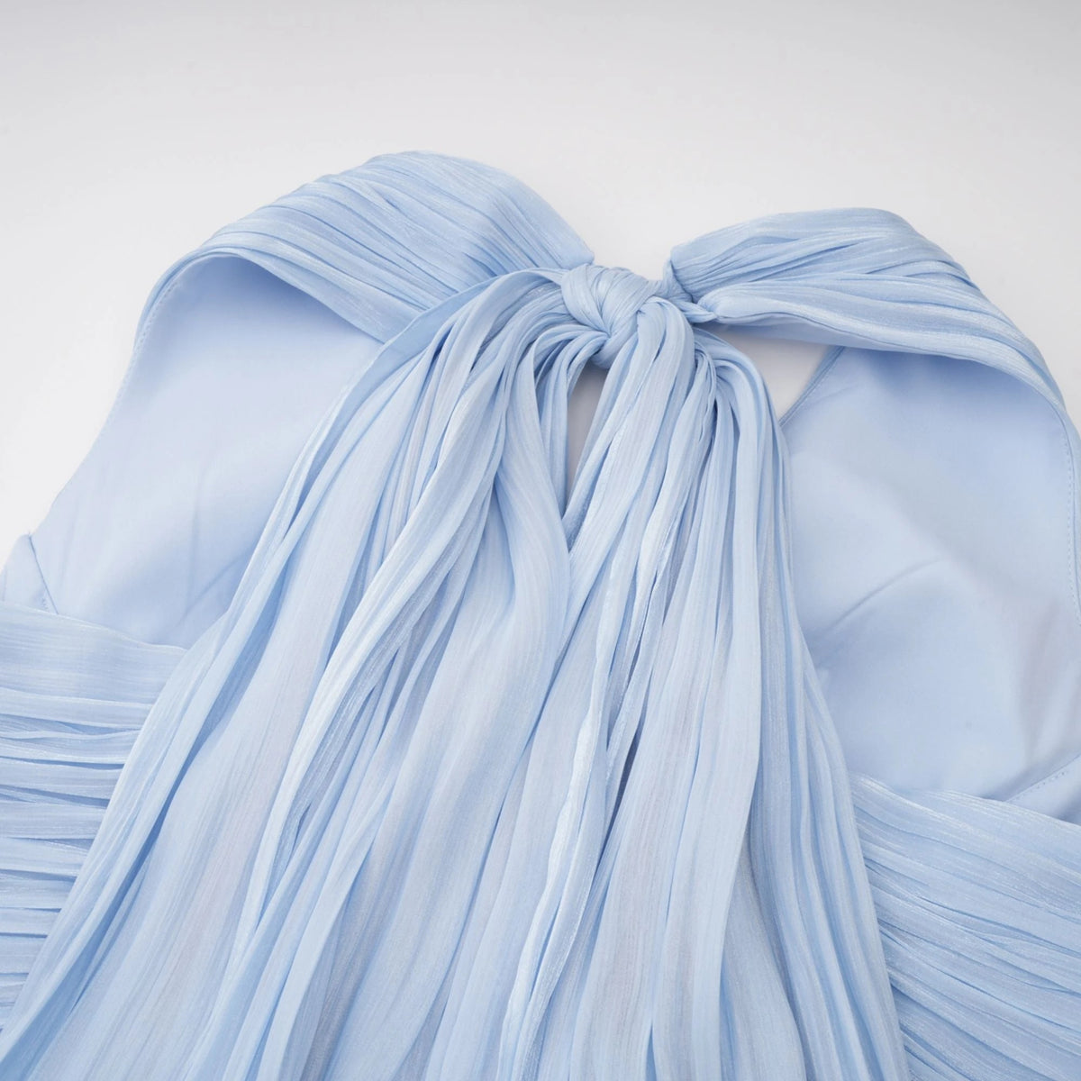 Térébenthine Blue Glossy Gathered Maxi Dress