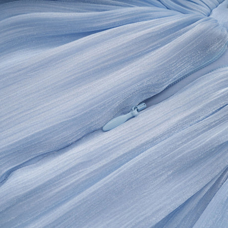 Térébenthine Blue Glossy Gathered Maxi Dress