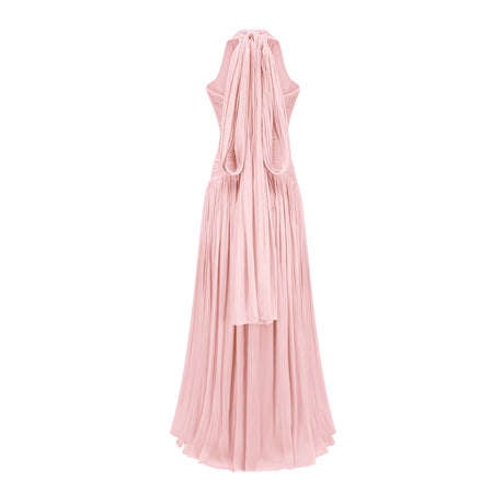 Natalina Maxi Dress Blush Pink Glossy Gathered